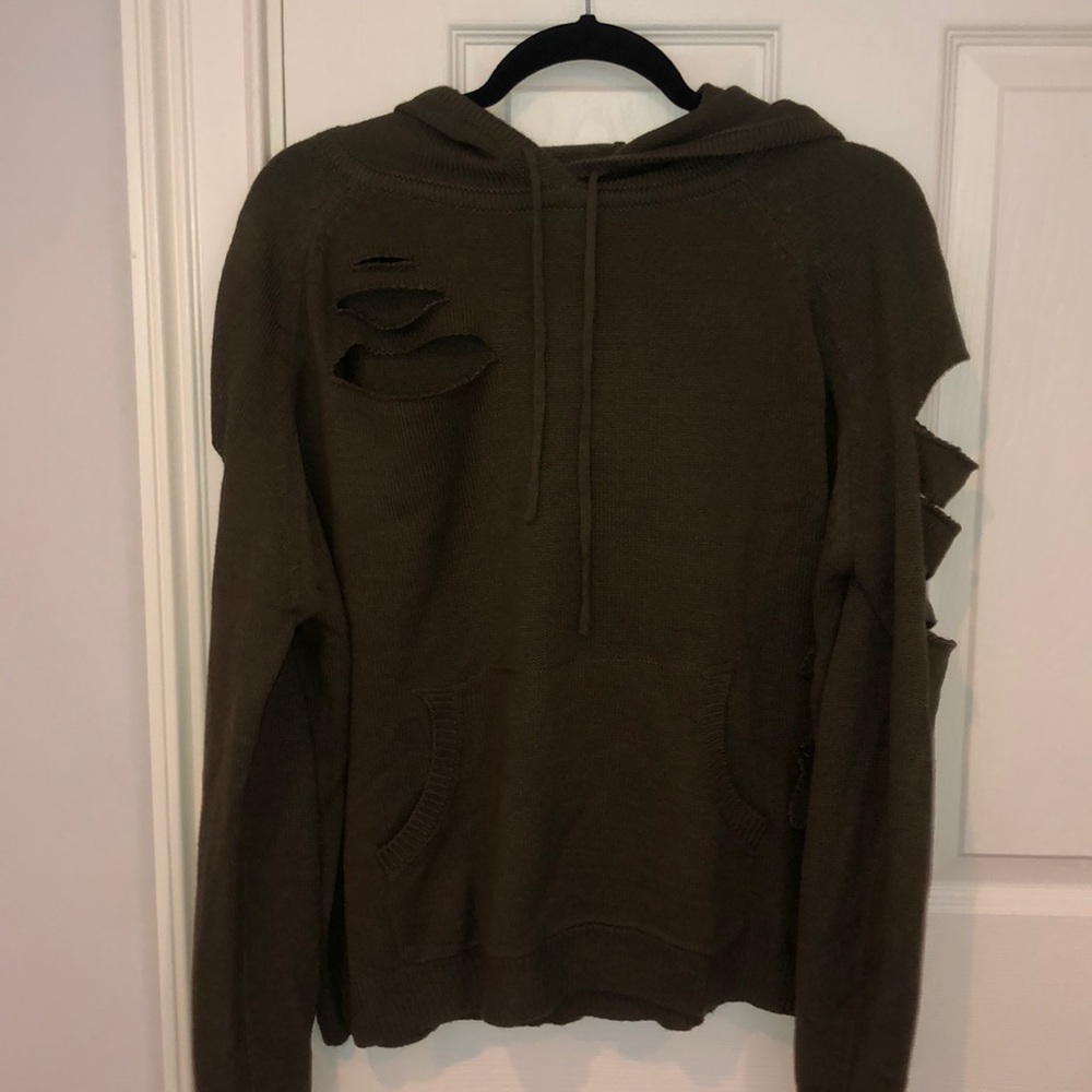 LF Distressed Sweater with hoodie